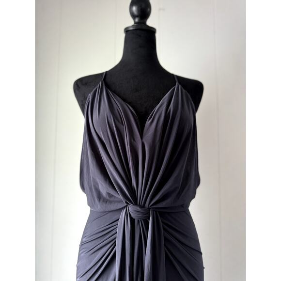 Misa Los Angeles Dresses & Skirts - MISA Los Angeles Gray/Smokey Black Domino Draped Front Tie Dress Size XS